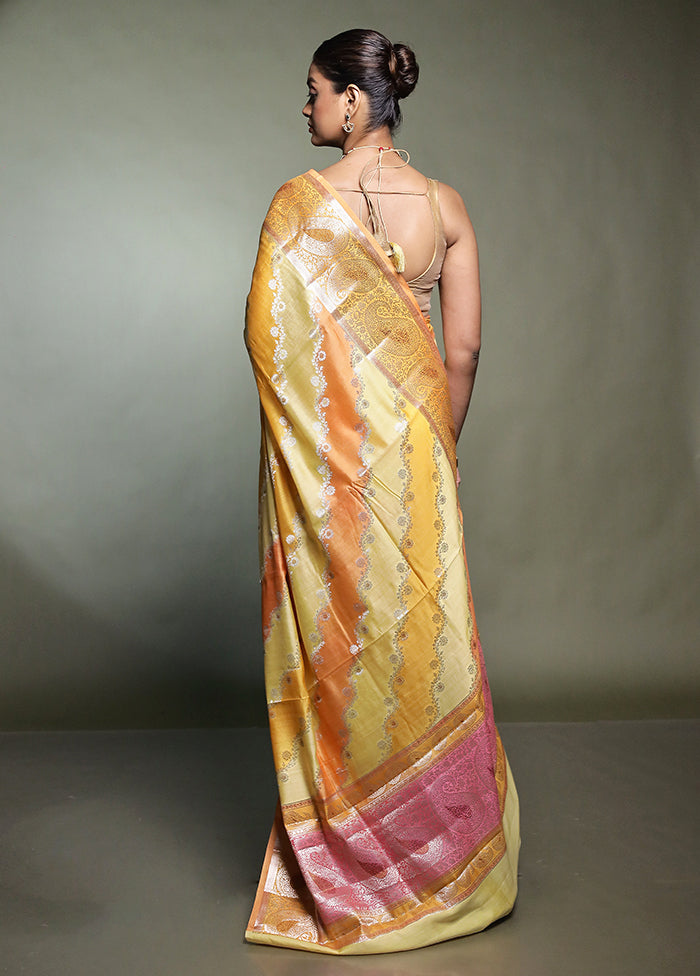 Multicolor Handloom Dupion Pure Silk Saree With Blouse Piece