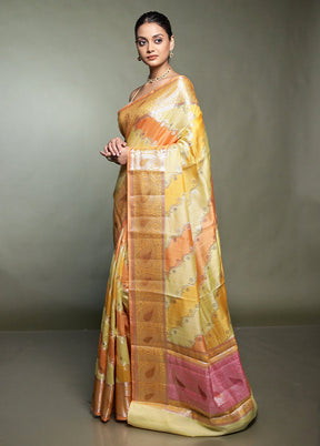 Multicolor Handloom Dupion Pure Silk Saree With Blouse Piece