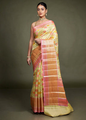 Multicolor Handloom Dupion Pure Silk Saree With Blouse Piece