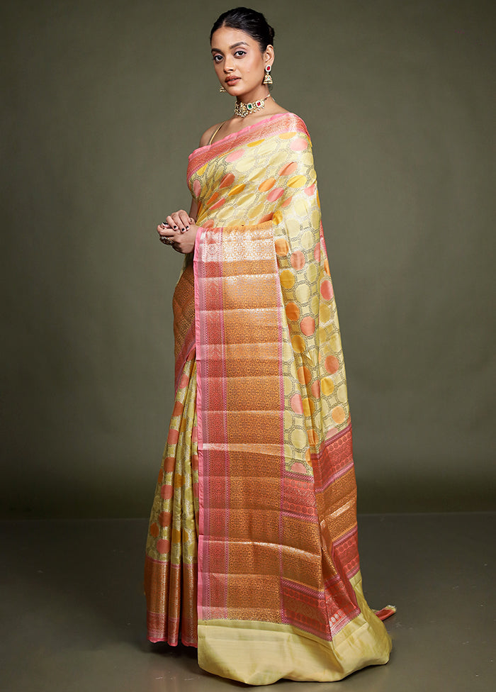 Multicolor Handloom Dupion Pure Silk Saree With Blouse Piece