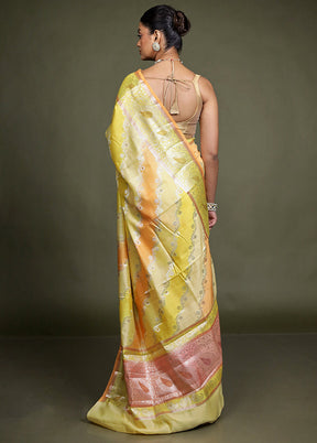 Multicolor Handloom Dupion Pure Silk Saree With Blouse Piece