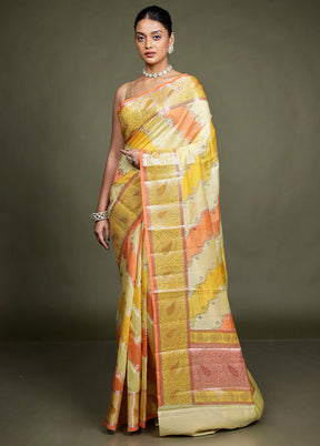 Multicolor Handloom Dupion Pure Silk Saree With Blouse Piece