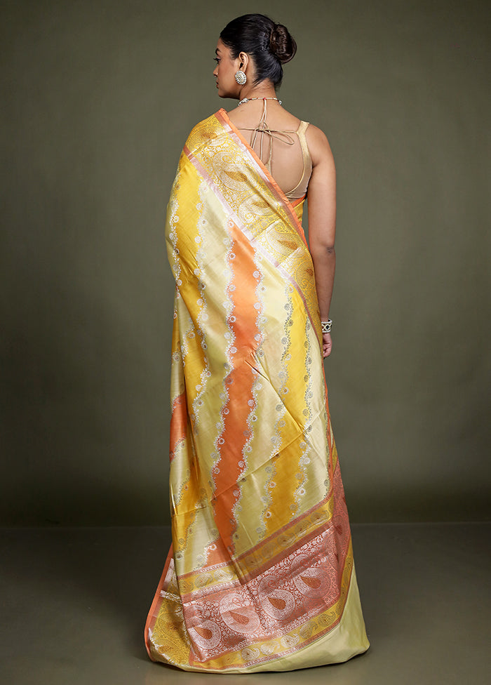 Multicolor Handloom Dupion Pure Silk Saree With Blouse Piece