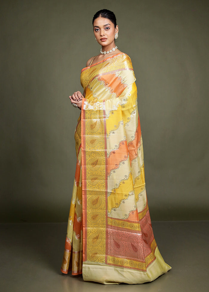 Multicolor Handloom Dupion Pure Silk Saree With Blouse Piece