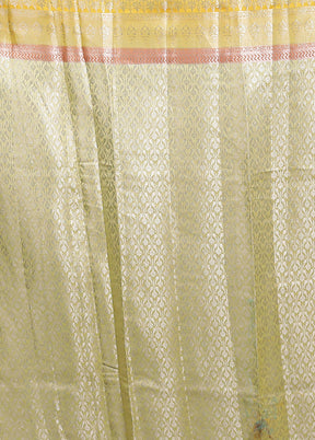 Multicolor Handloom Dupion Pure Silk Saree With Blouse Piece