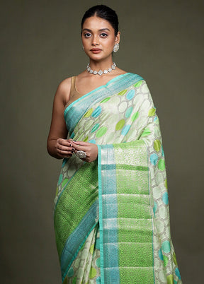 Green Handloom Dupion Pure Silk Saree With Blouse Piece