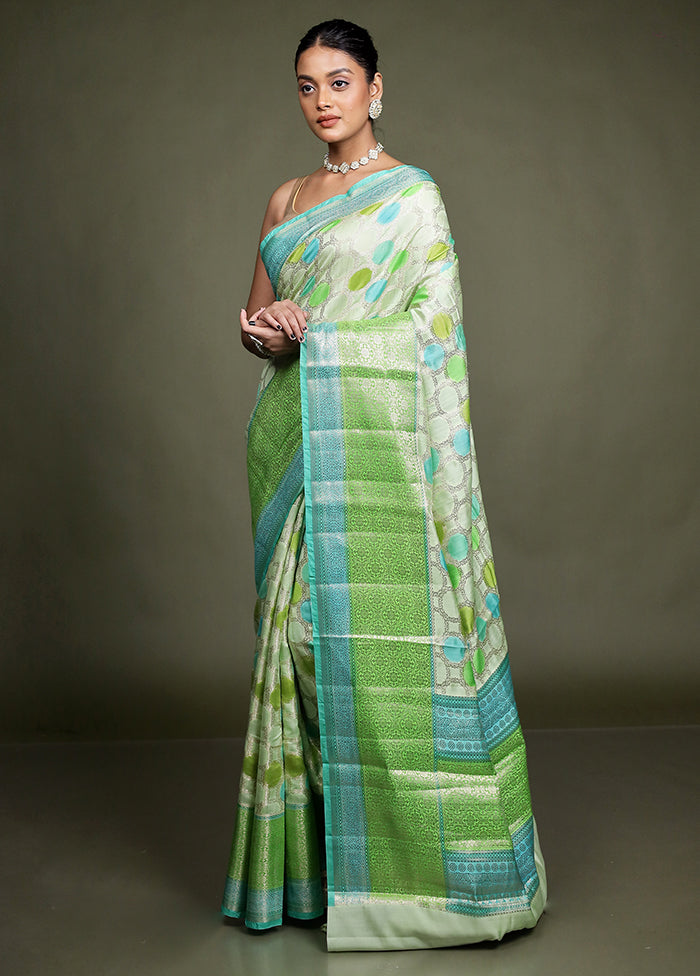 Green Handloom Dupion Pure Silk Saree With Blouse Piece