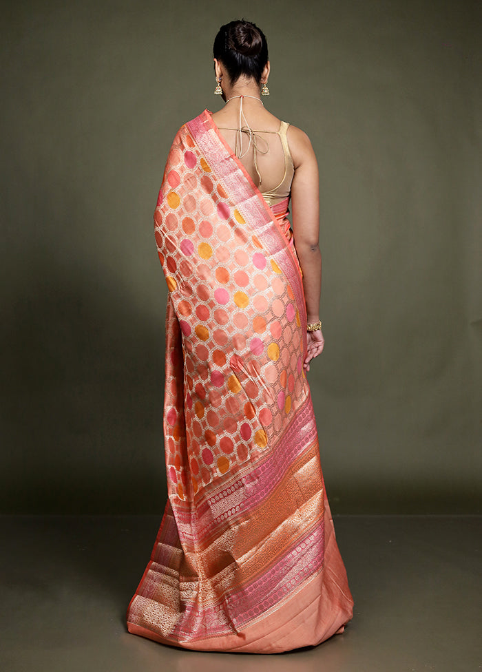 Pink Handloom Dupion Pure Silk Saree With Blouse Piece