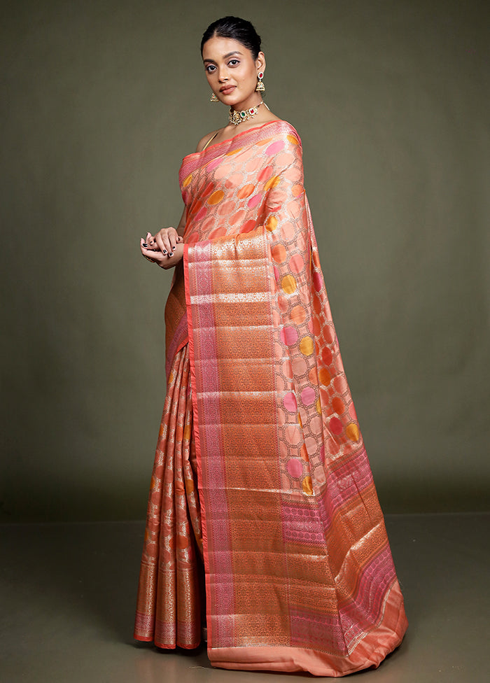 Pink Handloom Dupion Pure Silk Saree With Blouse Piece
