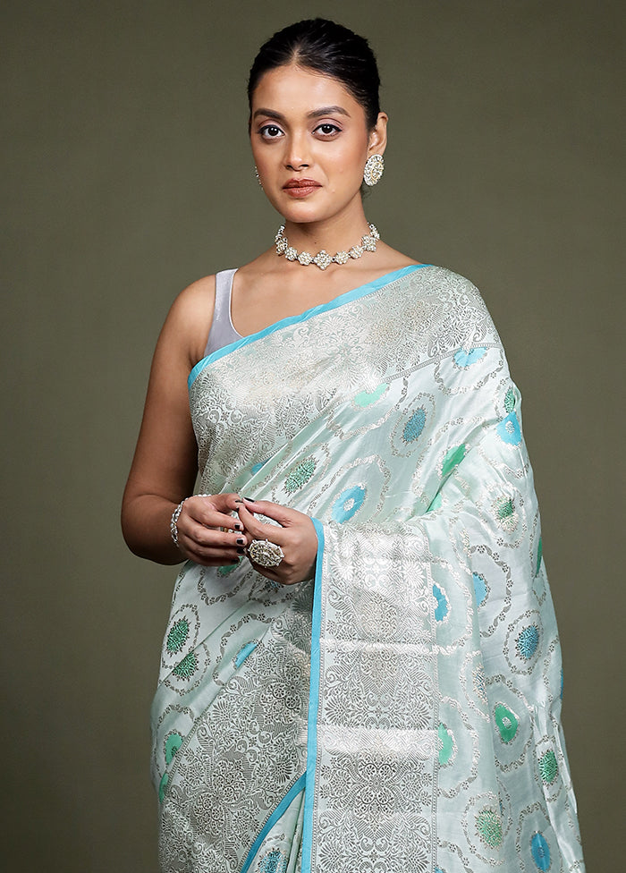 Blue Handloom Dupion Pure Silk Saree With Blouse Piece