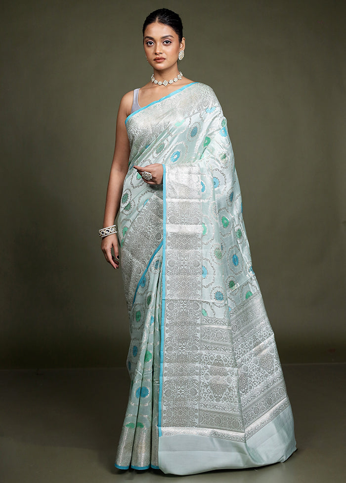 Blue Handloom Dupion Pure Silk Saree With Blouse Piece
