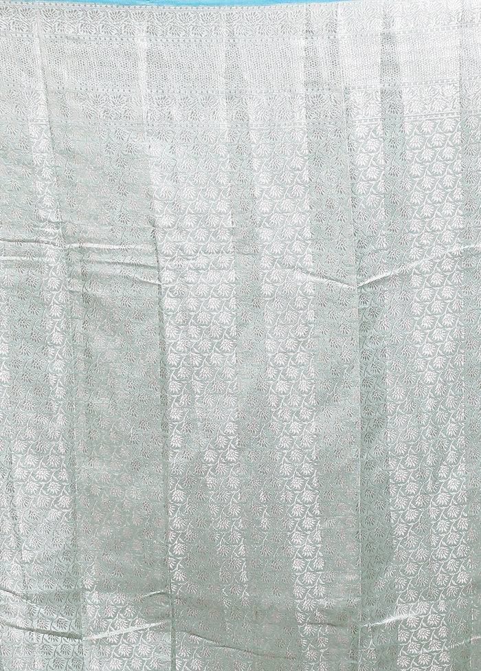 Blue Handloom Dupion Pure Silk Saree With Blouse Piece