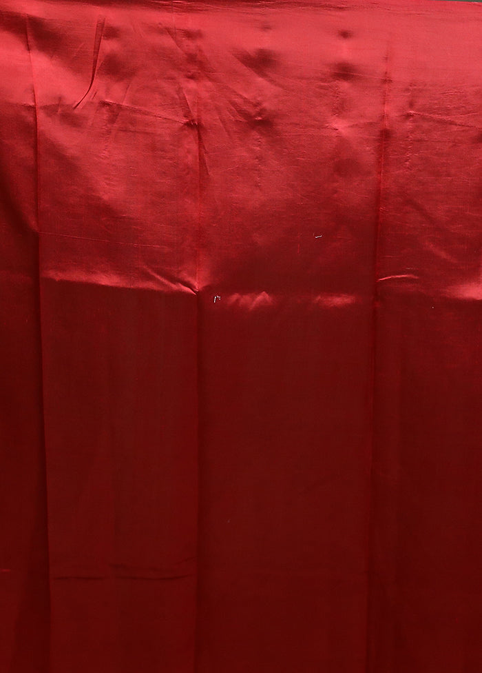 Red Handloom Dupion Pure Silk Saree With Blouse Piece