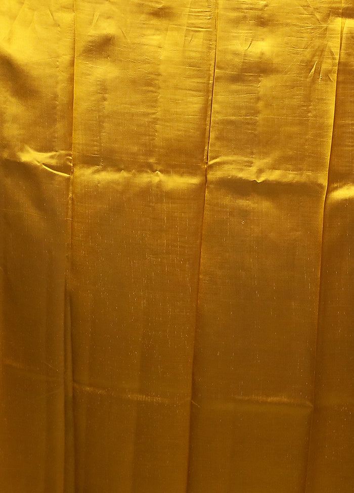 Yellow Handloom Dupion Pure Silk Saree With Blouse Piece