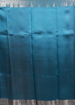 Blue Handloom Dupion Pure Silk Saree With Blouse Piece