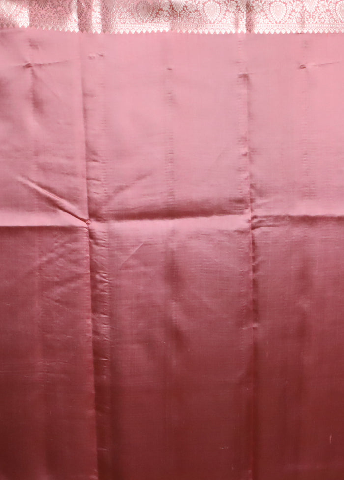 Pink Handloom Dupion Pure Silk Saree With Blouse Piece