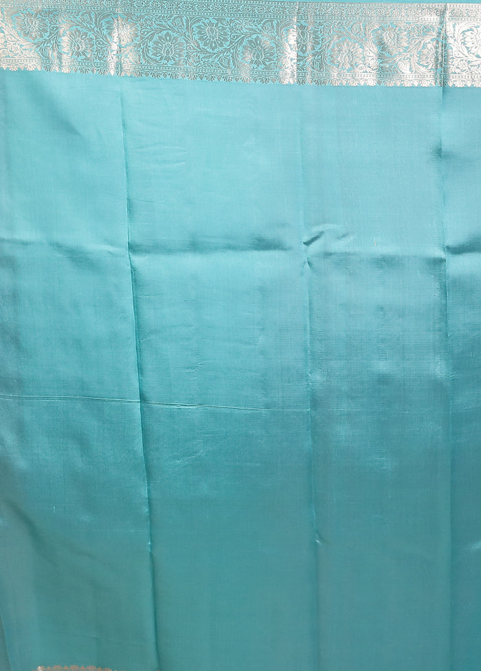 Blue Handloom Dupion Pure Silk Saree With Blouse Piece