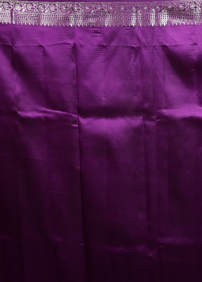 Purple Handloom Dupion Pure Silk Saree With Blouse Piece