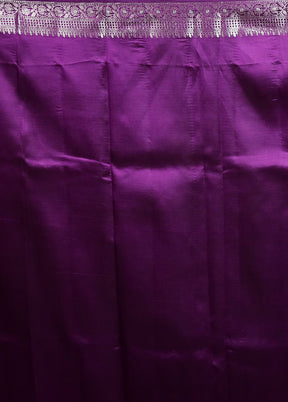 Purple Handloom Dupion Pure Silk Saree With Blouse Piece