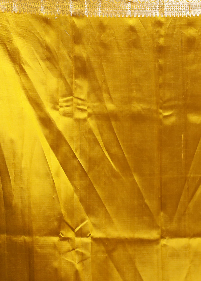 Yellow Handloom Dupion Pure Silk Saree With Blouse Piece