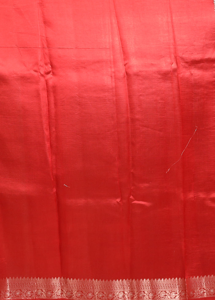 Red Handloom Dupion Pure Silk Saree With Blouse Piece