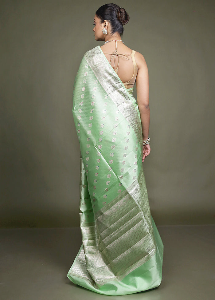 Green Handloom Dupion Pure Silk Saree With Blouse Piece