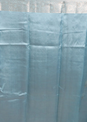 Blue Handloom Dupion Pure Silk Saree With Blouse Piece