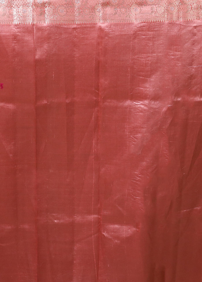 Pink Handloom Dupion Pure Silk Saree With Blouse Piece