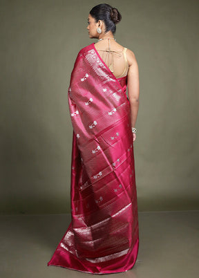 Pink Handloom Dupion Pure Silk Saree With Blouse Piece