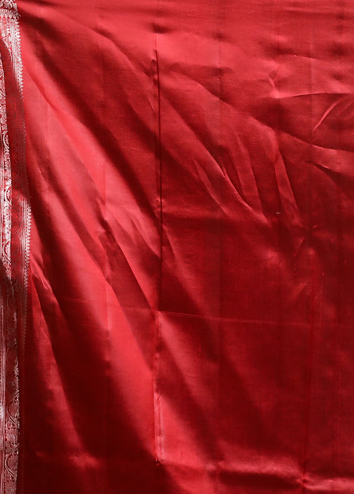 Red Handloom Dupion Pure Silk Saree With Blouse Piece