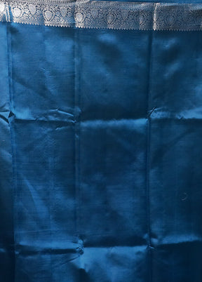 Blue Handloom Dupion Pure Silk Saree With Blouse Piece