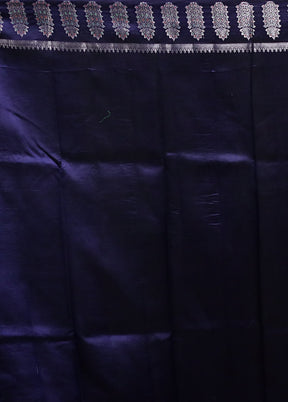 Blue Handloom Dupion Pure Silk Saree With Blouse Piece