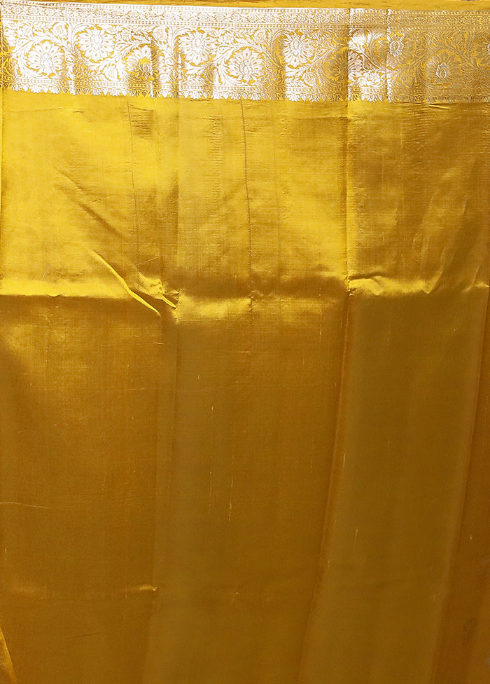 Yellow Handloom Dupion Pure Silk Saree With Blouse Piece