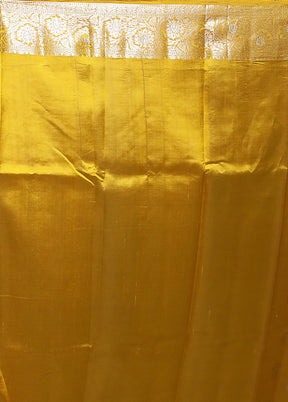 Yellow Handloom Dupion Pure Silk Saree With Blouse Piece