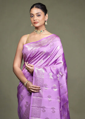 Purple Handloom Dupion Pure Silk Saree With Blouse Piece