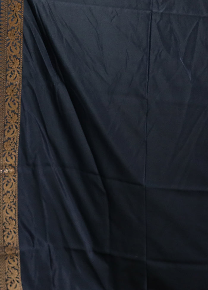 Black Banarasi Silk Saree With Blouse Piece