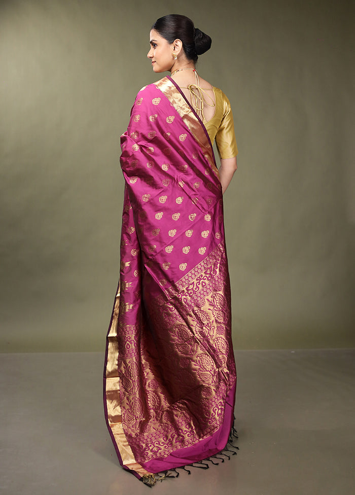 Purple Kanjivaram Silk Saree With Blouse Piece