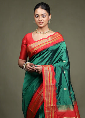 Green Kanjivaram Silk Saree With Blouse Piece