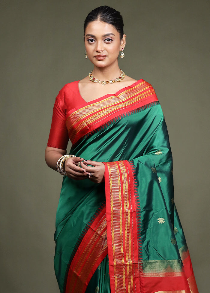 Green Kanjivaram Silk Saree With Blouse Piece