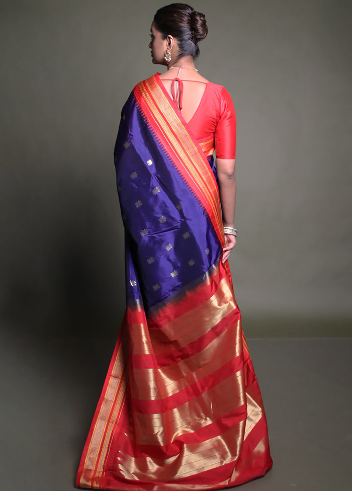 Blue Kanjivaram Silk Saree With Blouse Piece