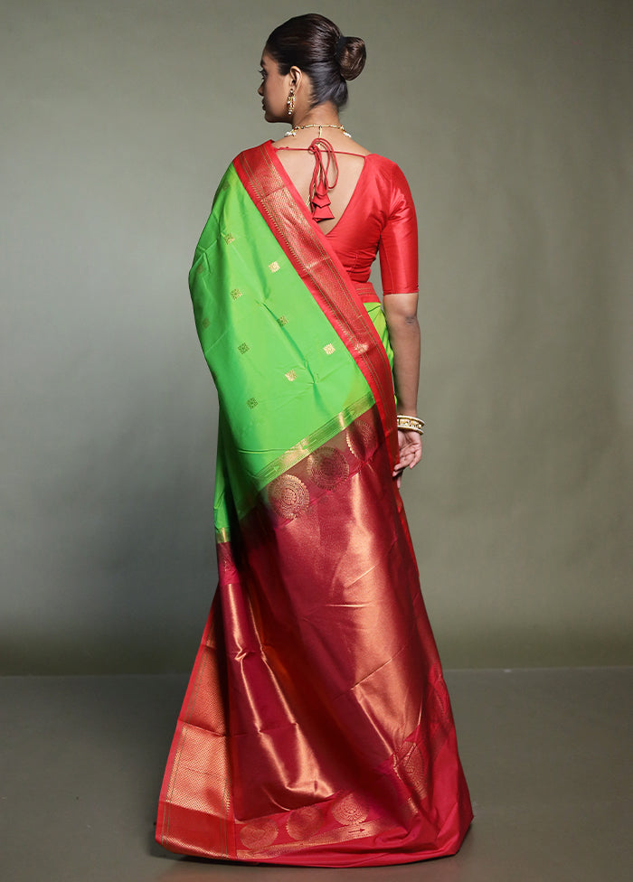 Green Kanjivaram Silk Saree With Blouse Piece