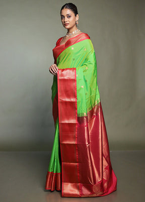 Green Kanjivaram Silk Saree With Blouse Piece