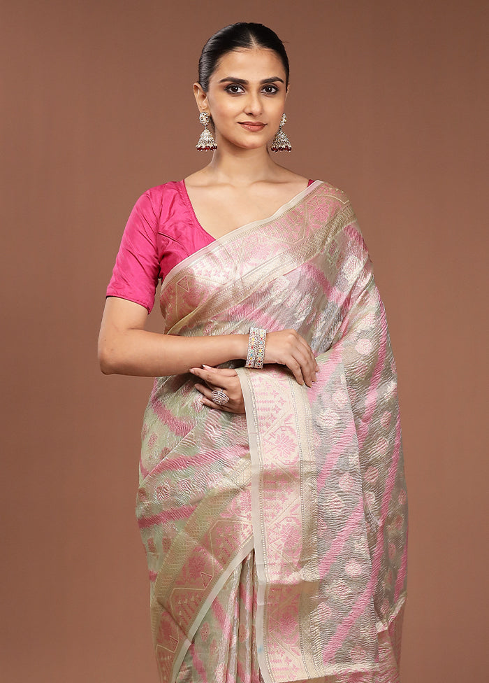 Green Tissue Silk Saree With Blouse Piece