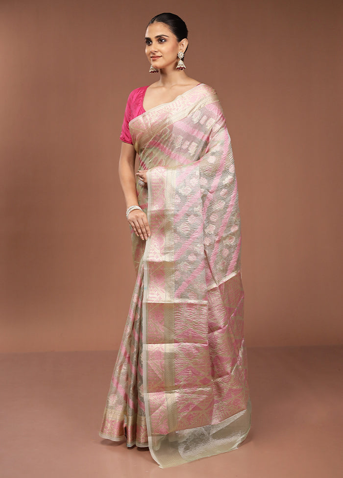 Green Tissue Silk Saree With Blouse Piece