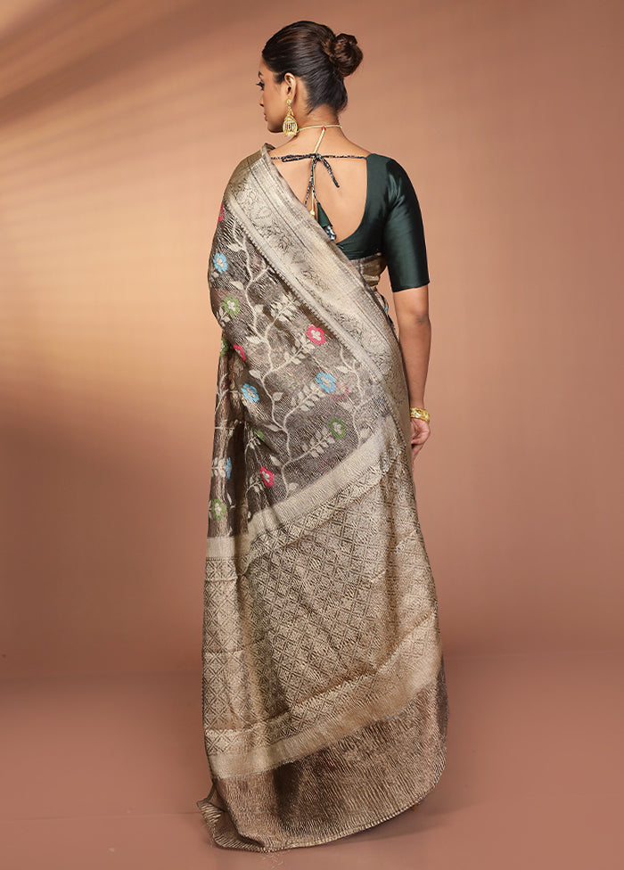 Grey Tissue Silk Saree With Blouse Piece