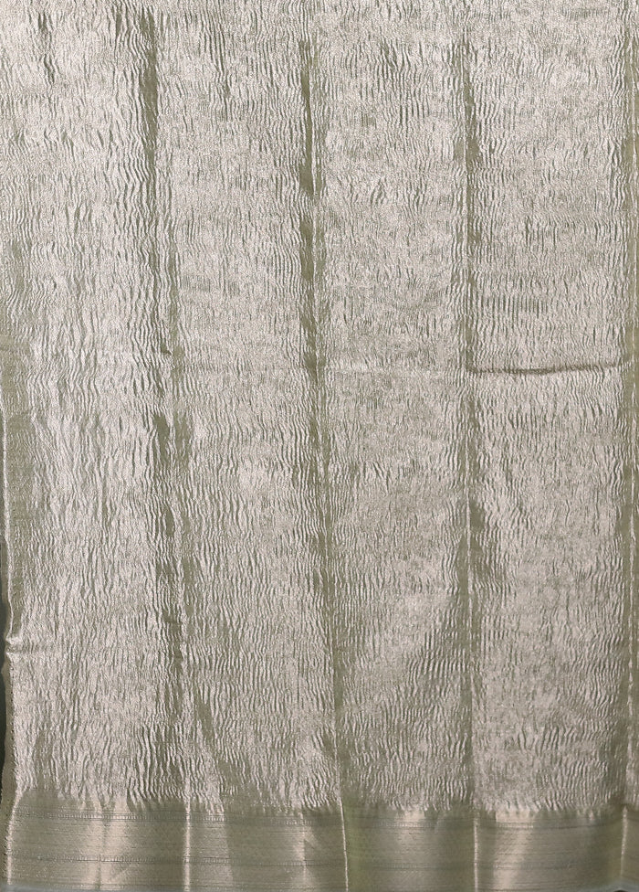 Green Crushed Tissue Silk Saree With Blouse Piece