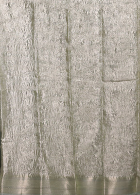 Green Crushed Tissue Silk Saree With Blouse Piece