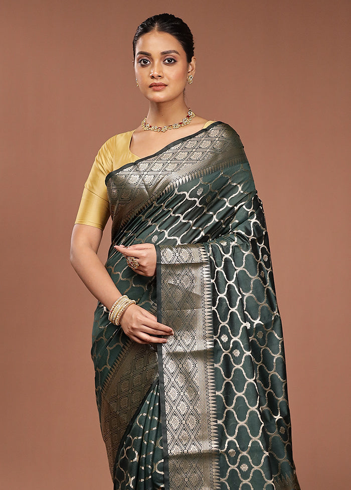 Green Kora Silk Saree With Blouse Piece