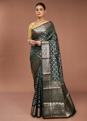 Green Kora Silk Saree With Blouse Piece