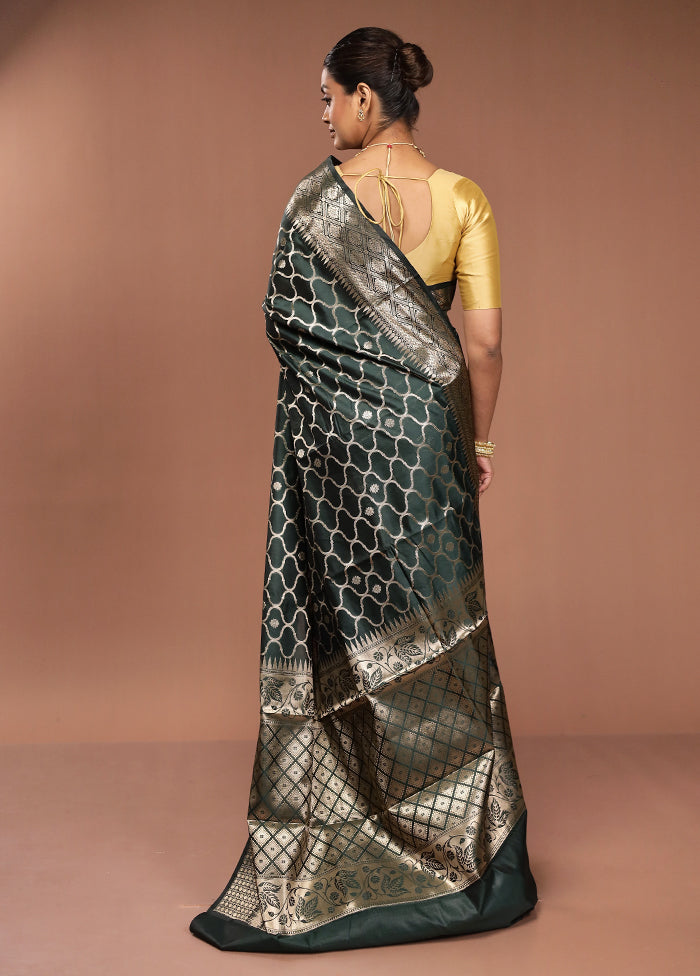 Green Kora Silk Saree With Blouse Piece